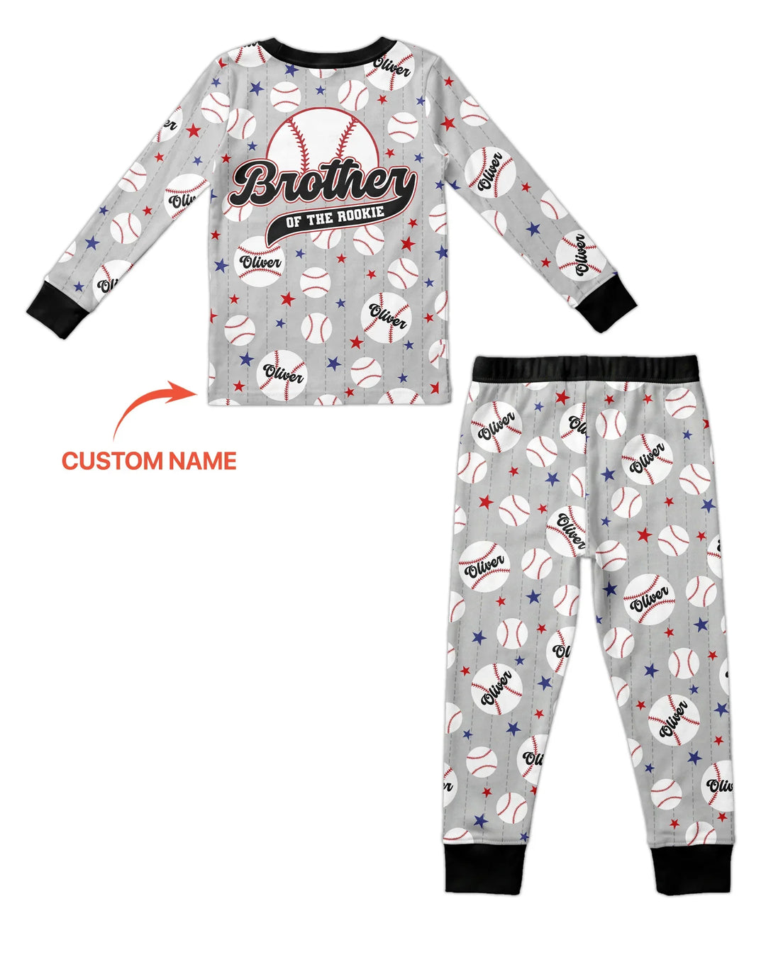 Custom Name Rookie of The Year Matching Bamboo Two Piece Long Sleeve Pajama Set