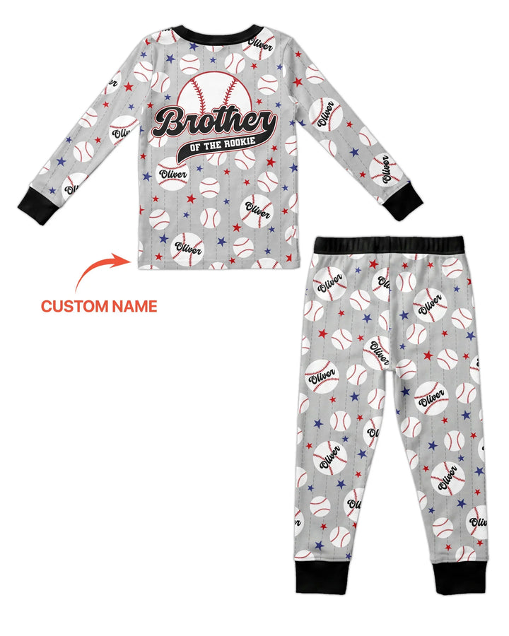 Custom Name Rookie of The Year Matching Bamboo Two Piece Long Sleeve Pajama Set