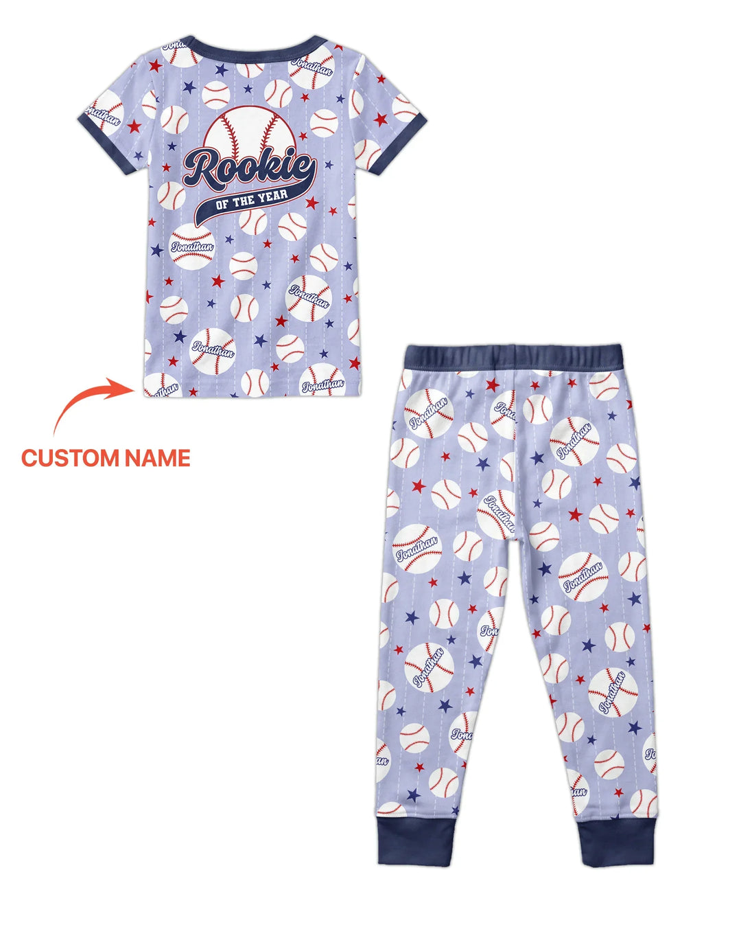 Custom Name Rookie of The Year Matching Bamboo Two Piece Short Sleeve Pajama Set