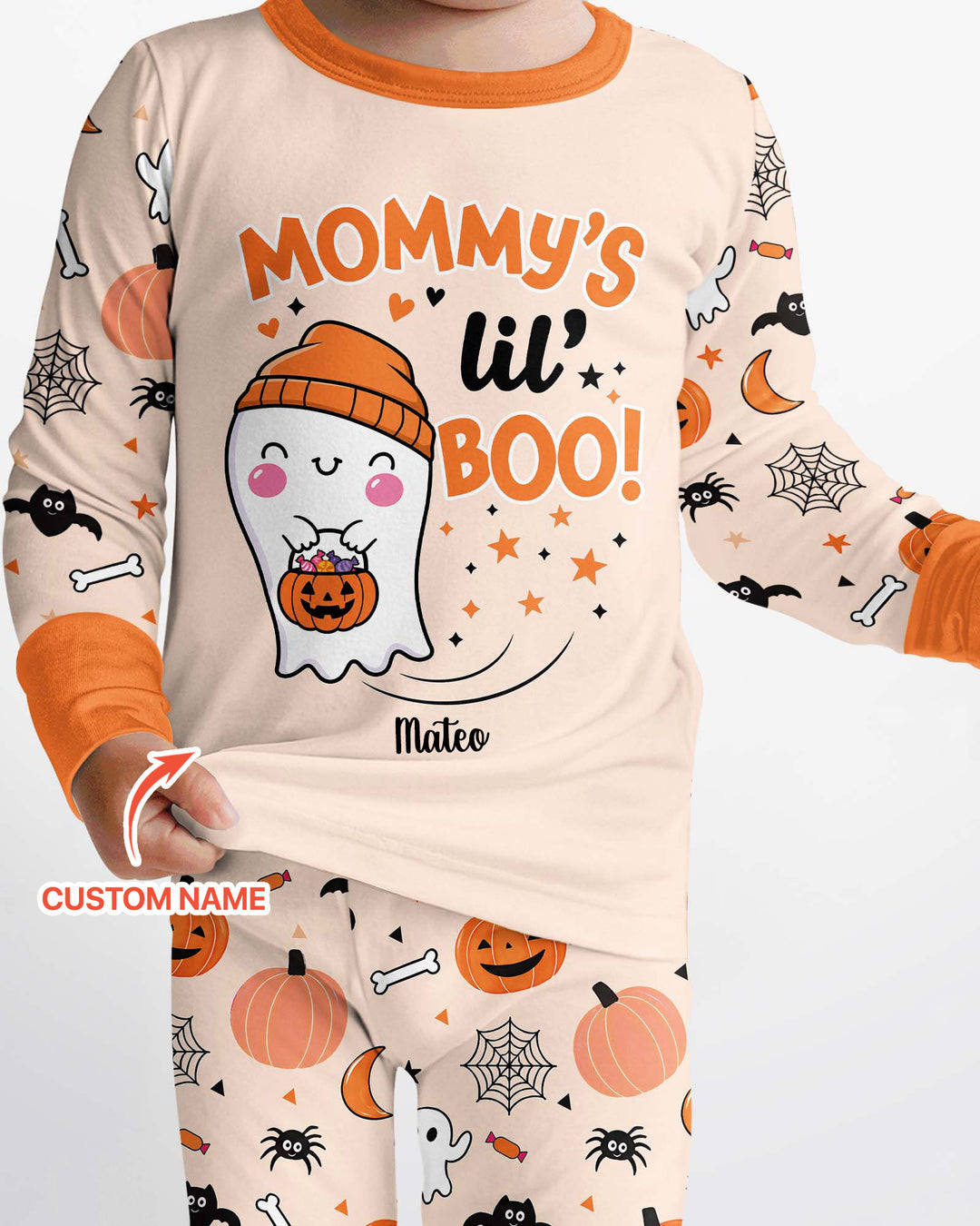 Custom Name Mommy's Lil' Boo Bamboo Two Piece Long Sleeve Pajama Set