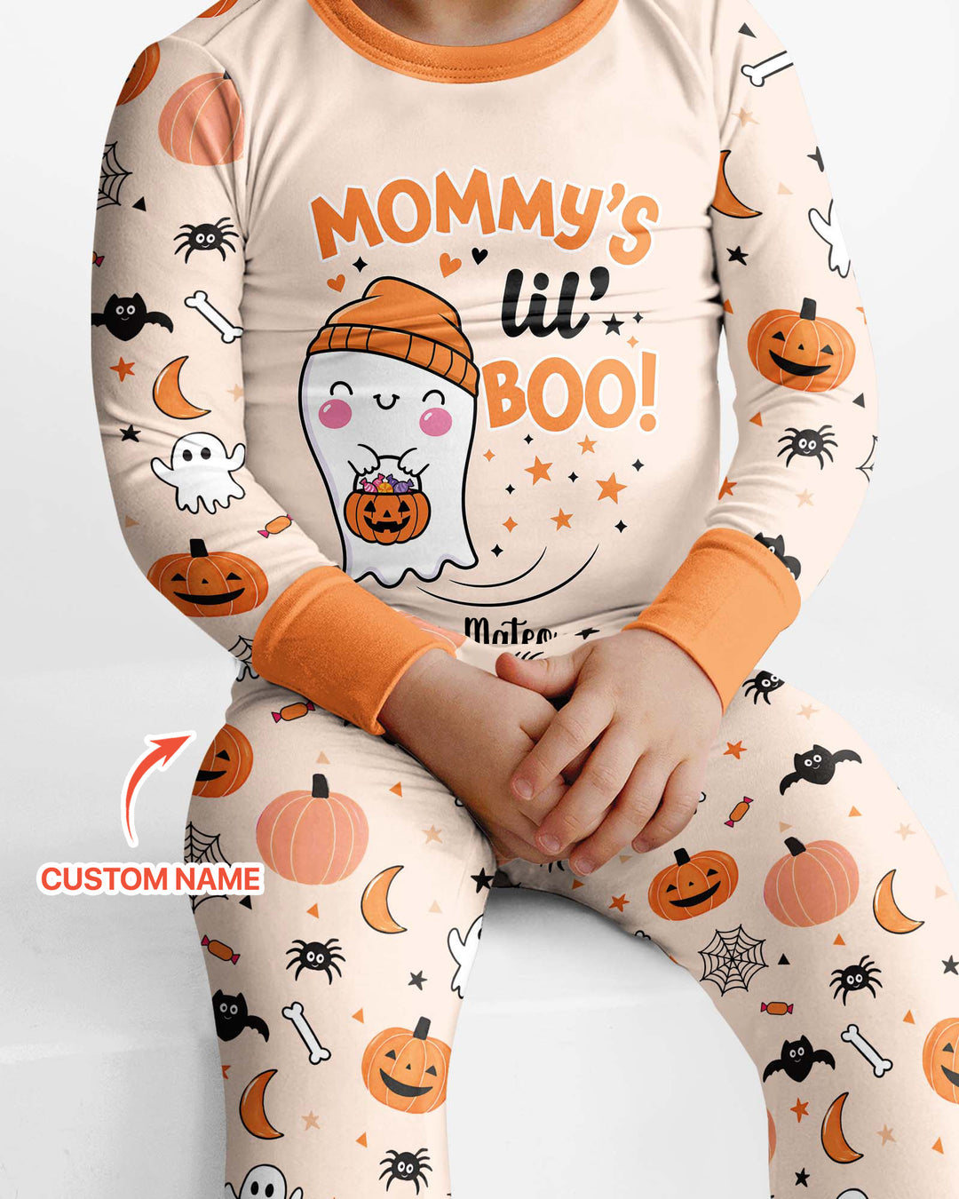 Custom Name Mommy's Lil' Boo Bamboo Two Piece Long Sleeve Pajama Set