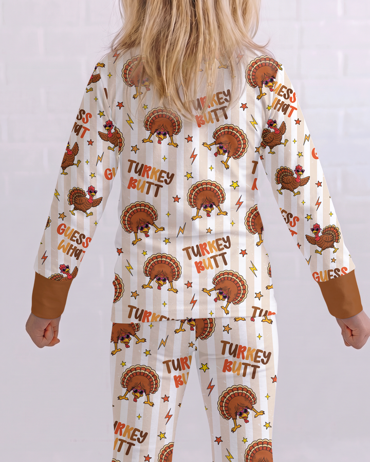 Guess What Turkey Butt Bamboo Two Piece Long Sleeve Pajama Set