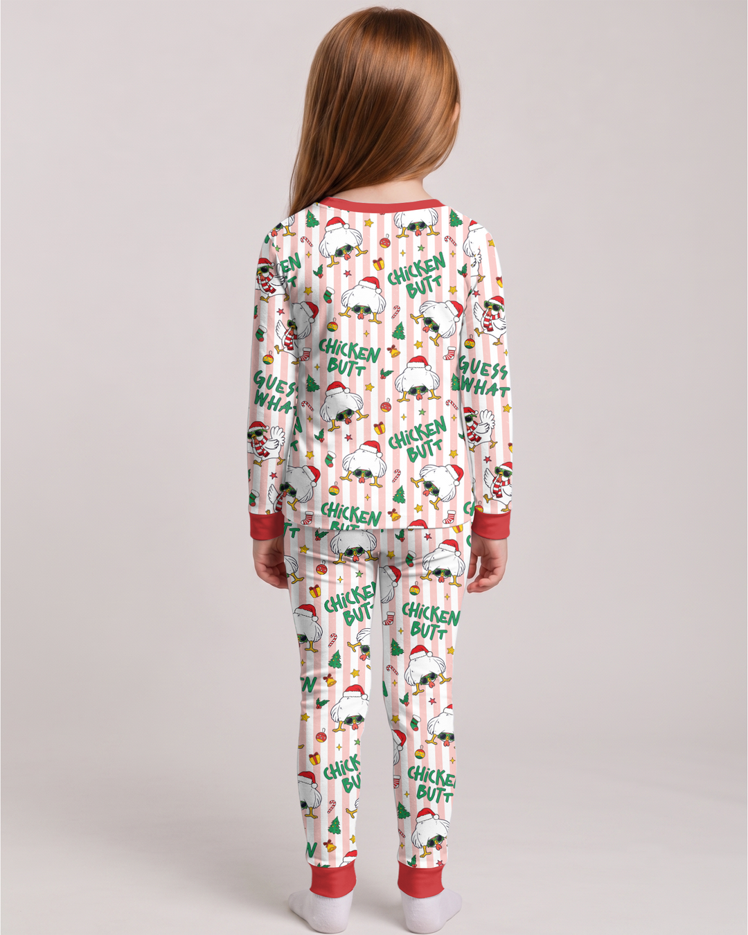 Guess What Chicken Butt Christmas Bamboo Two Piece Long Sleeve Pajama Set