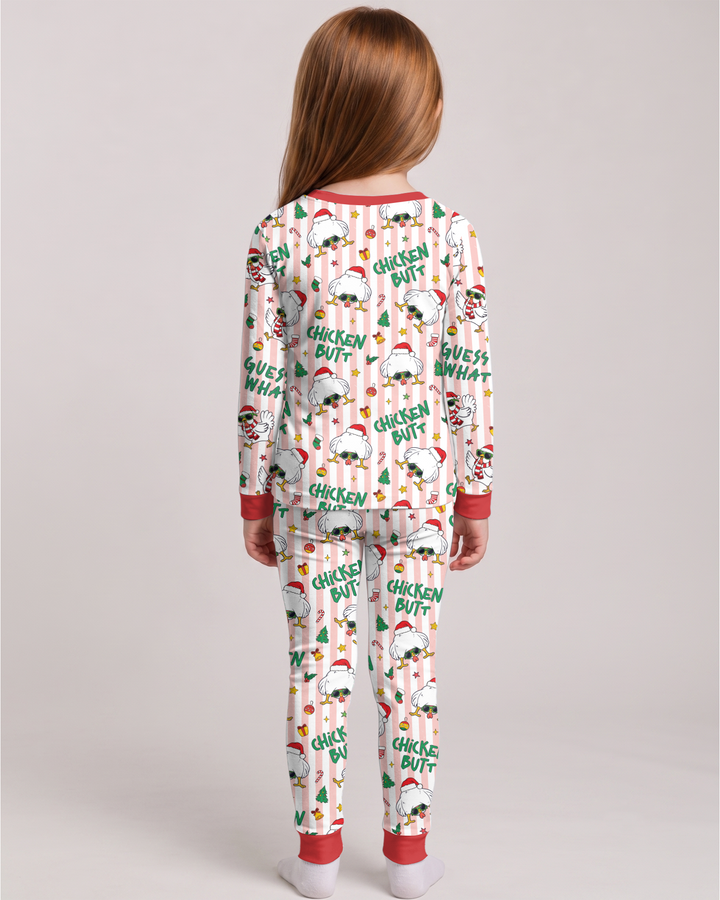 Guess What Chicken Butt Christmas Bamboo Two Piece Long Sleeve Pajama Set