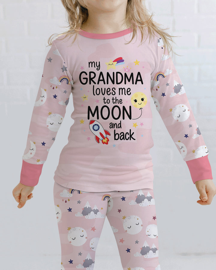 My Grandma Loves Me To The Moon And Back Bamboo Two Piece Long Sleeve Pajama Set
