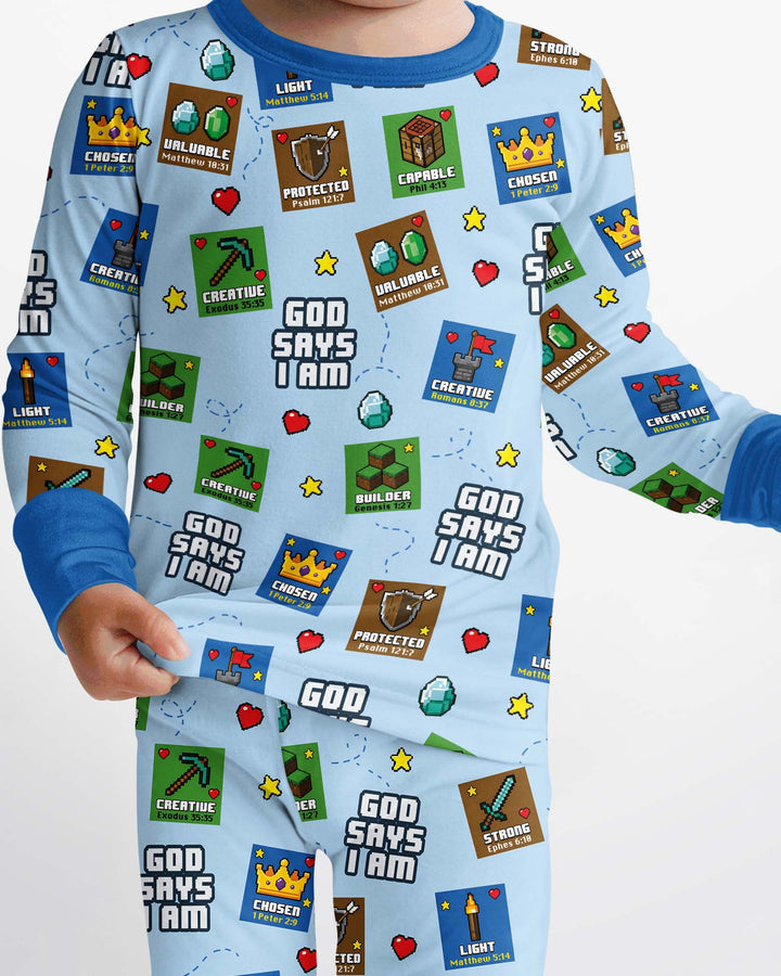God Says I Am Gamer Bamboo Two Piece Long Sleeve Pajama Set