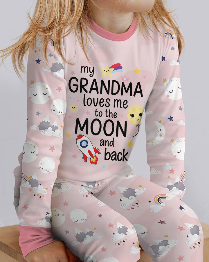 My Grandma Loves Me To The Moon And Back Bamboo Two Piece Long Sleeve Pajama Set
