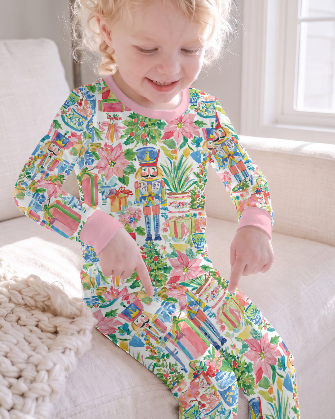 Watercolor Nutcracker Holiday Bamboo Two Piece Long Sleeve Pajama Set
