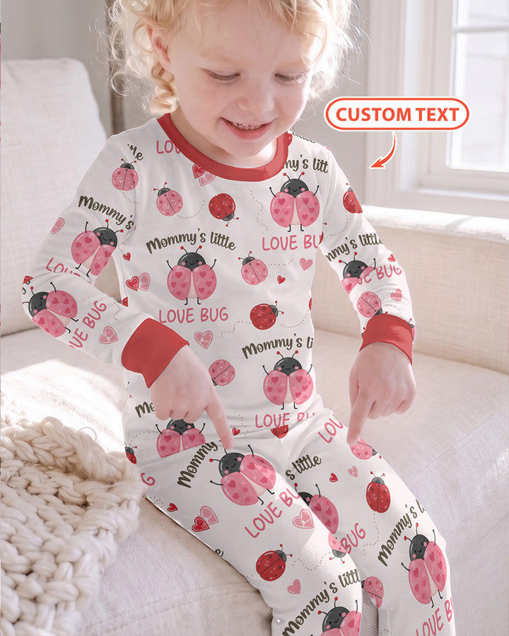 Personalized Grandma's Little Love Bug Bamboo Two Piece Long Sleeve Pajama Set