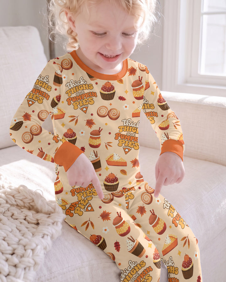 Thick Thighs and Pumpkin Pies Bamboo Two Piece Long Sleeve Pajama Set