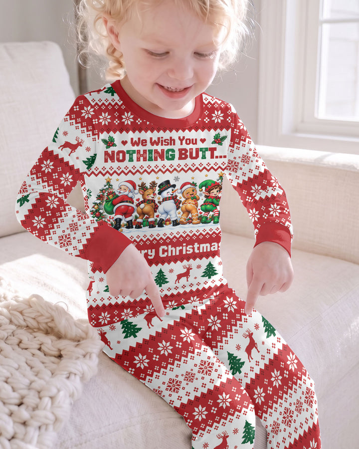We Wish You Nothing Butt A Merry Christmas Bamboo Two Piece Long Sleeve Pajama Set