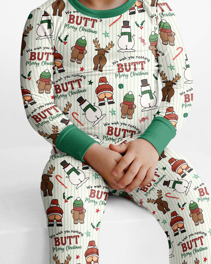 We Wish You Nothing Butt Merry Bamboo Two Piece Long Sleeve Pajama Set