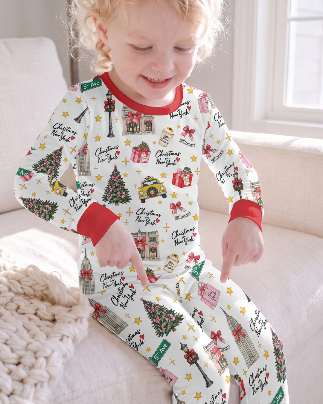 Christmas In NYC Bamboo Two Piece Long Sleeve Pajama Set