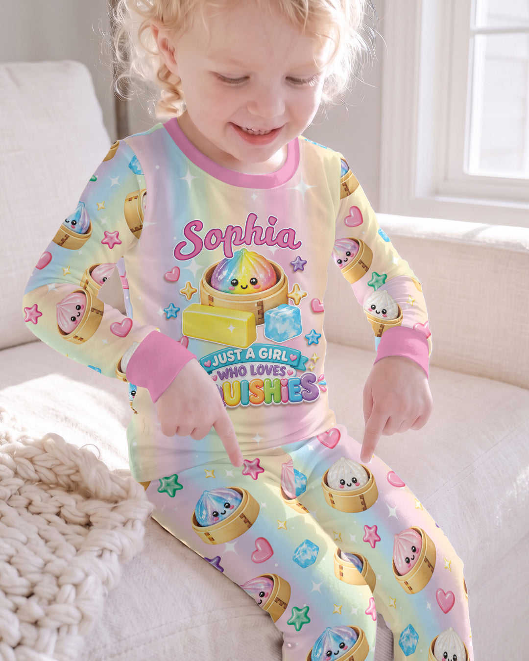 Just A Girl Who Loves Squishy Custom Name Bamboo Two Piece Long Sleeve Pajama Set
