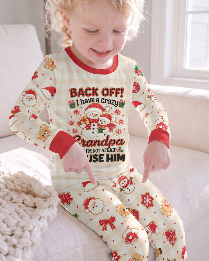 Back Off I Have A Crazy Grandpa Bamboo Two Piece Long Sleeve Pajama Set