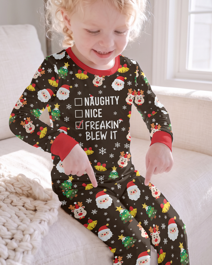 Santa Naughty Nice Bamboo Two Piece Long Sleeve Pajama Set