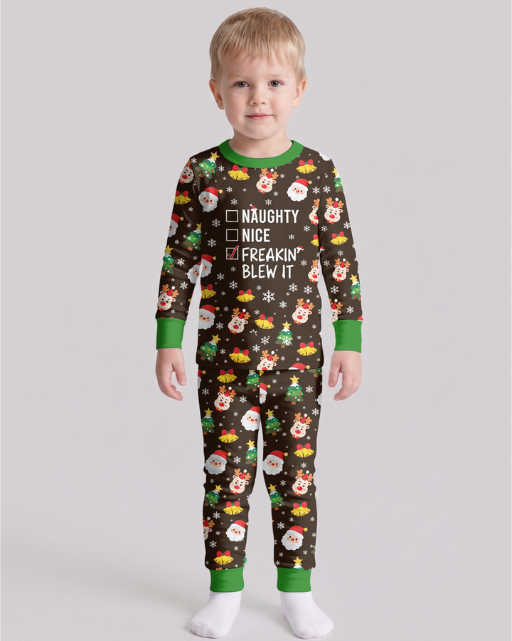 Santa Naughty Nice Bamboo Two Piece Long Sleeve Pajama Set