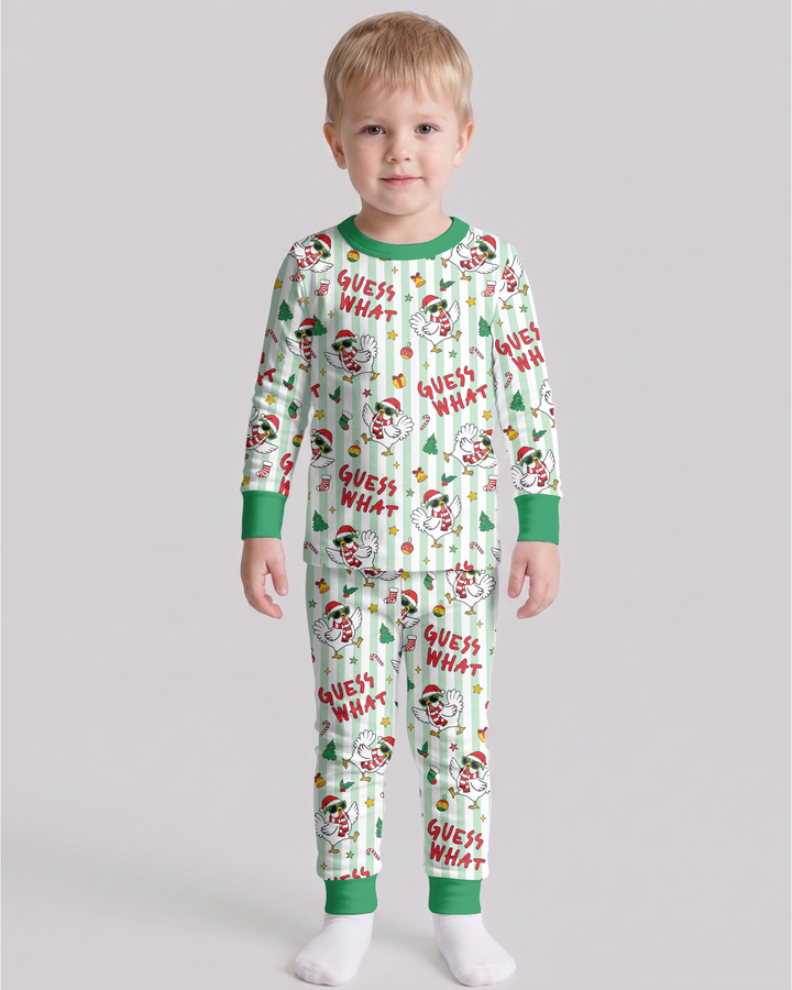 Guess What Chicken Butt Christmas Bamboo Two Piece Long Sleeve Pajama Set