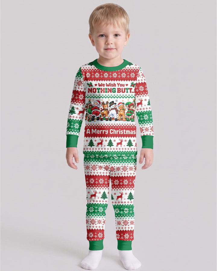 We Wish You Nothing Butt A Merry Christmas Bamboo Two Piece Long Sleeve Pajama Set