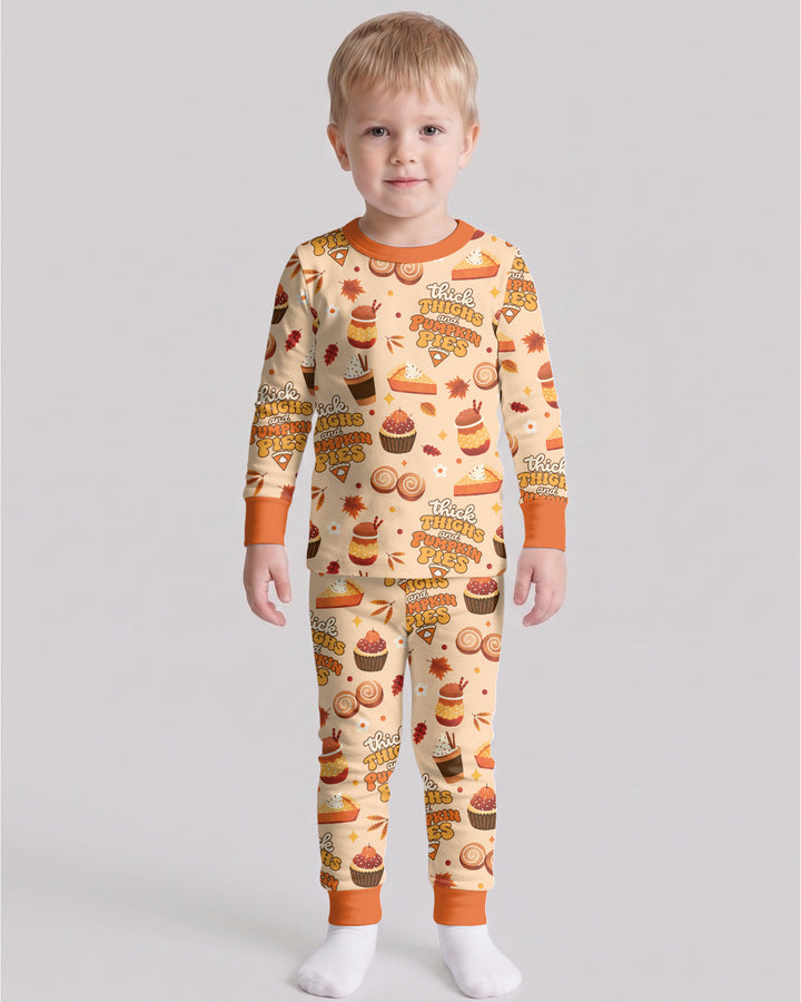 Thick Thighs and Pumpkin Pies Bamboo Two Piece Long Sleeve Pajama Set