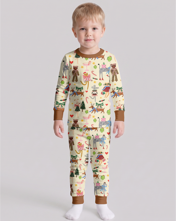Animals Christmas Bamboo Two Piece Long Sleeve Pajama Set