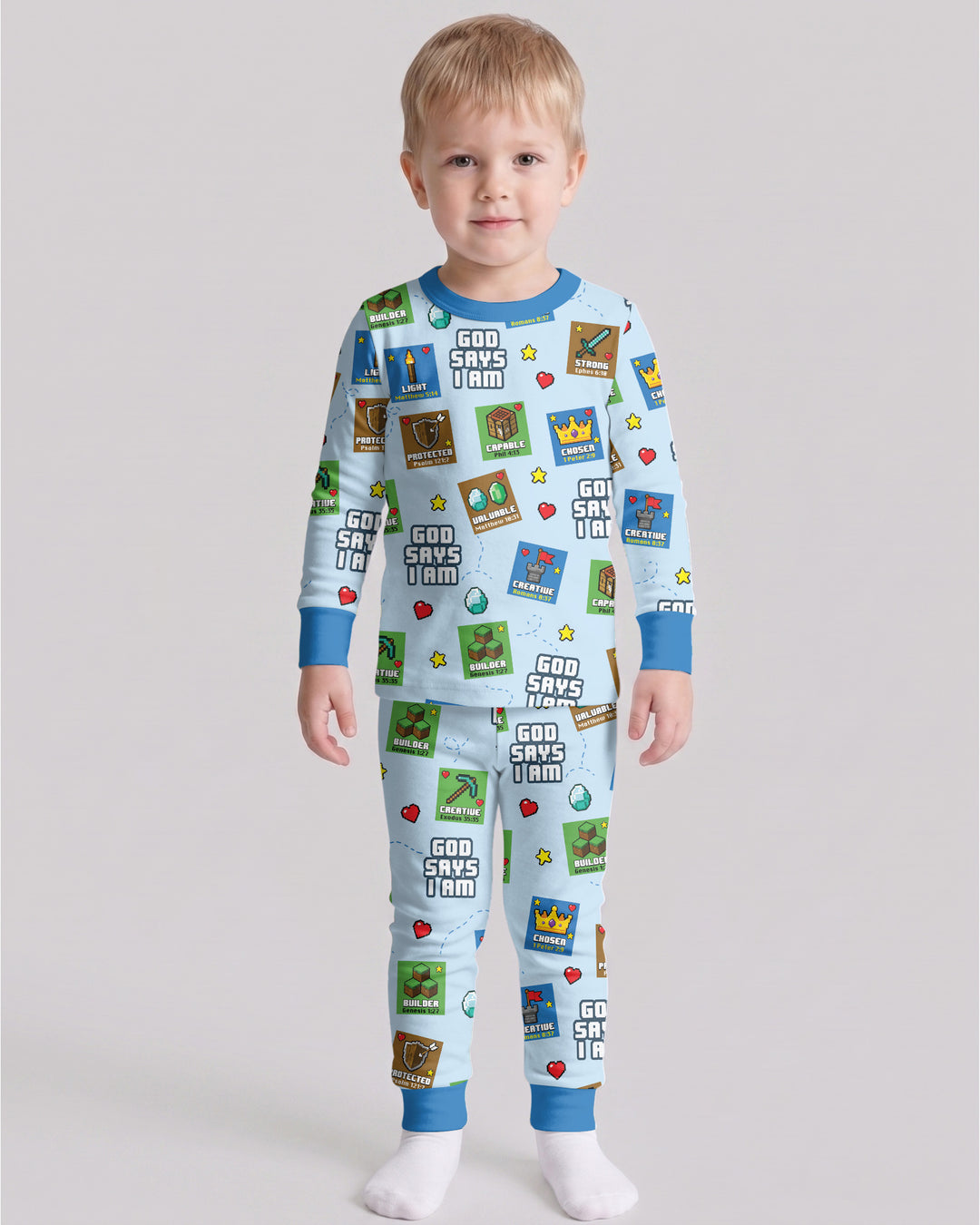 God Says I Am Gamer Bamboo Two Piece Long Sleeve Pajama Set