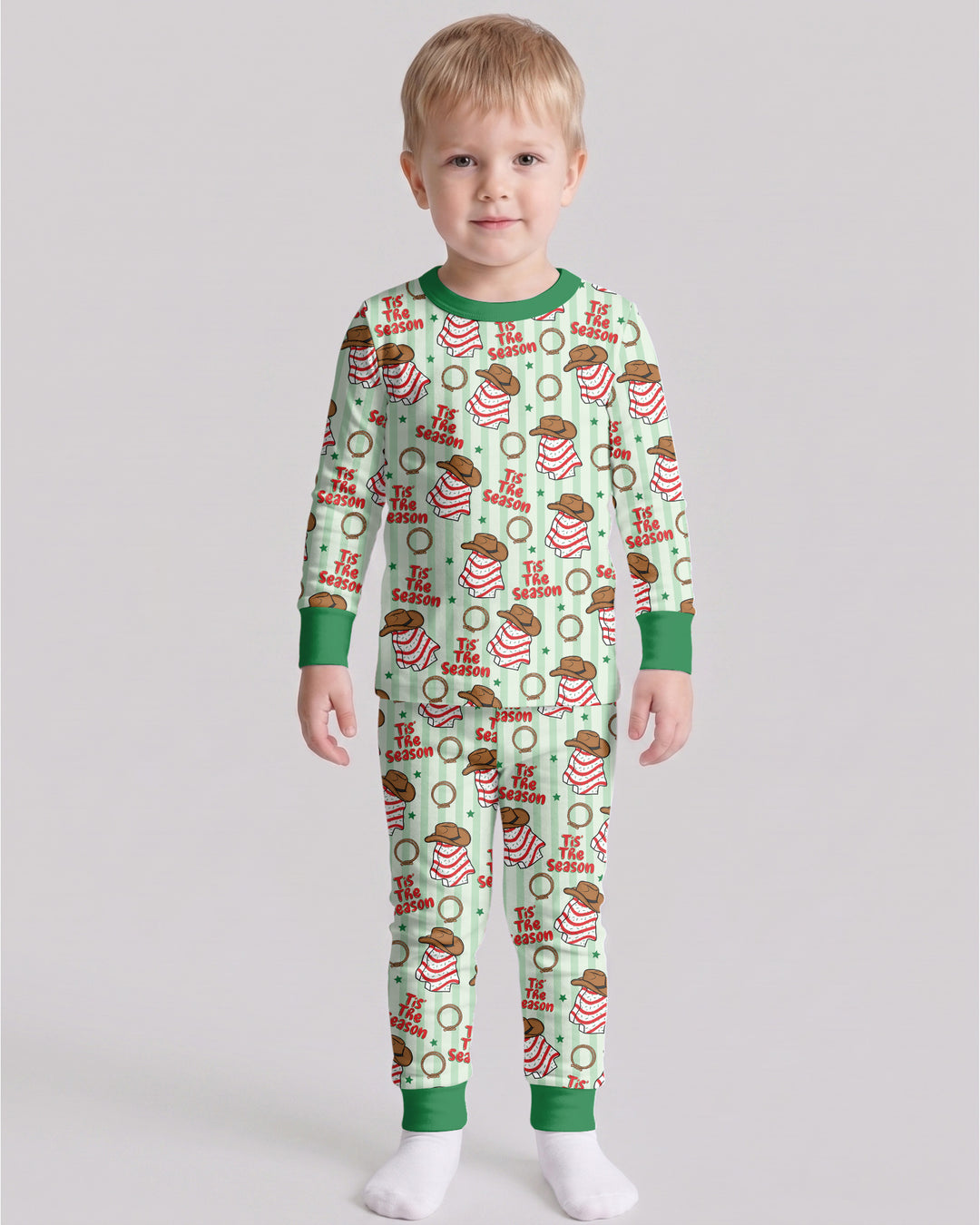 Western Christmas Tis the Season Bamboo Two Piece Long Sleeve Pajama Set