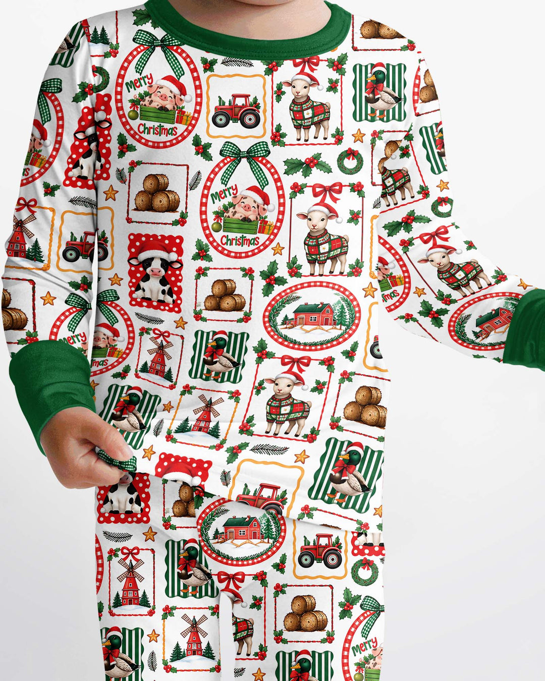 Christmas Farm Animals Bamboo Two Piece Long Sleeve Pajama Set