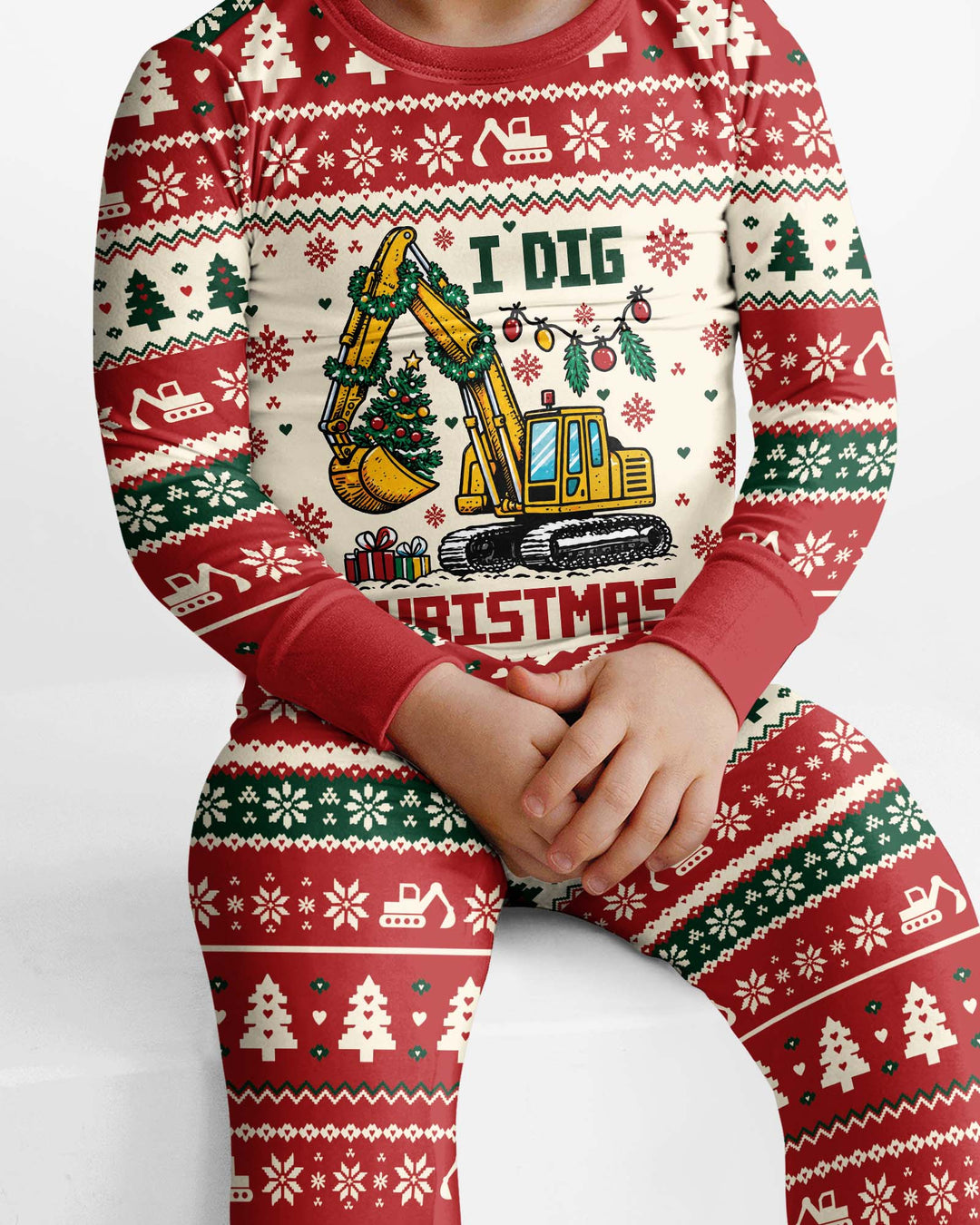 I Dig Christmas Ugly Bamboo Two Piece Long Sleeve Pajama Set
