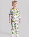 Dinosaur Colorful Stamps Bamboo Two Piece Long Sleeve Pajama Set