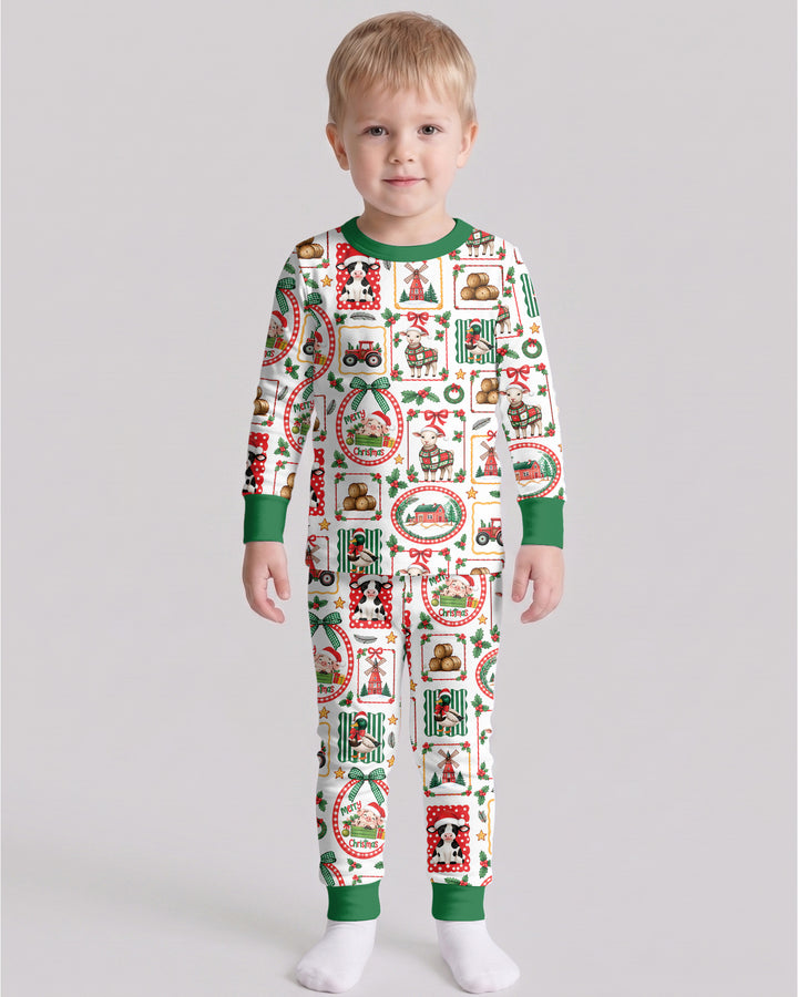 Christmas Farm Animals Bamboo Two Piece Long Sleeve Pajama Set