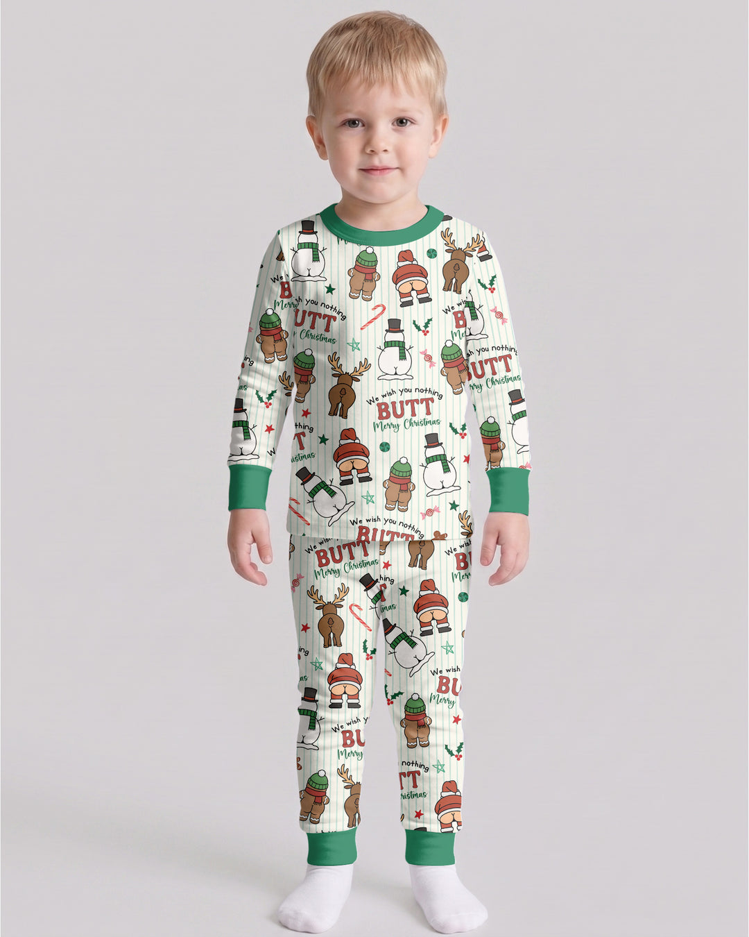 We Wish You Nothing Butt Merry Bamboo Two Piece Long Sleeve Pajama Set