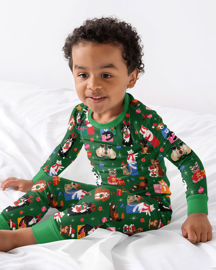 Christmas Paws Bamboo Two Piece Long Sleeve Pajama Set