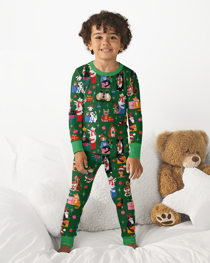 Christmas Paws Bamboo Two Piece Long Sleeve Pajama Set