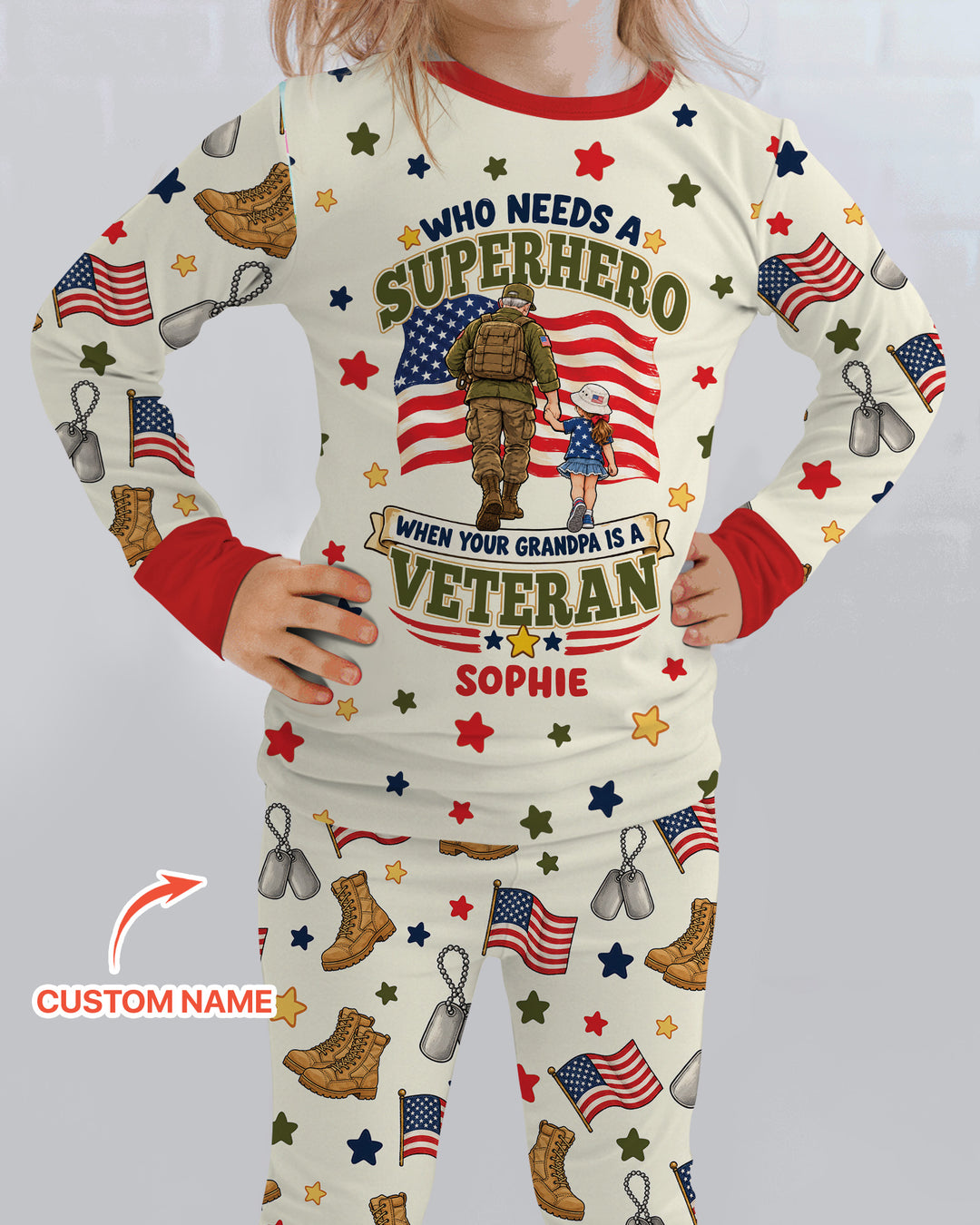 Who Needs Superhero When Your Grandpa Is A Veteran Bamboo Two Piece Long Sleeve Pajama Set