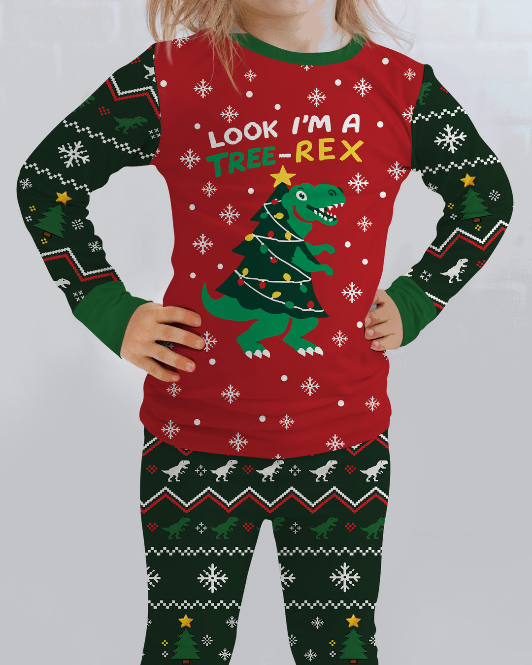Look I'm Tree-Rex Ugly Christmas Bamboo Two Piece Long Sleeve Pajama Set