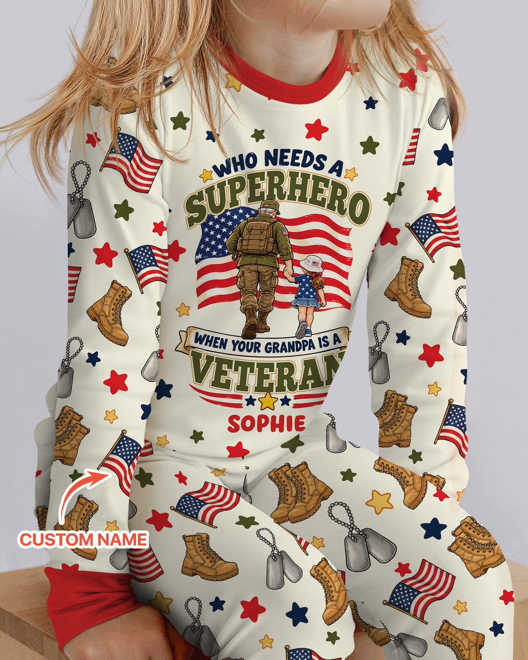 Who Needs Superhero When Your Grandpa Is A Veteran Bamboo Two Piece Long Sleeve Pajama Set