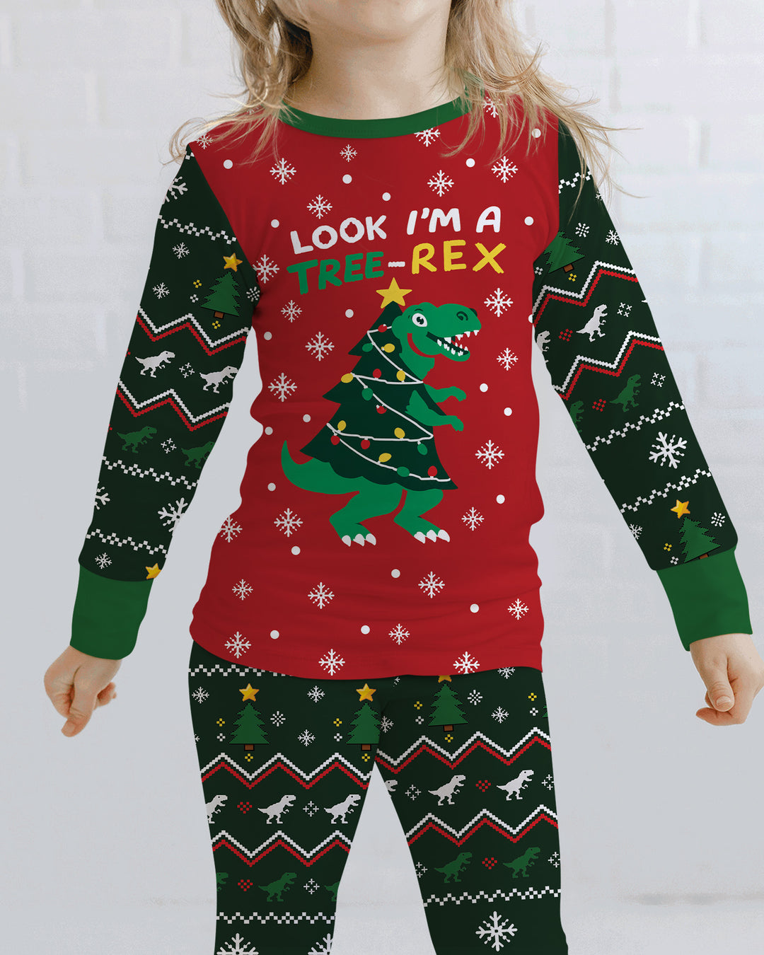 Look I'm Tree-Rex Ugly Christmas Bamboo Two Piece Long Sleeve Pajama Set