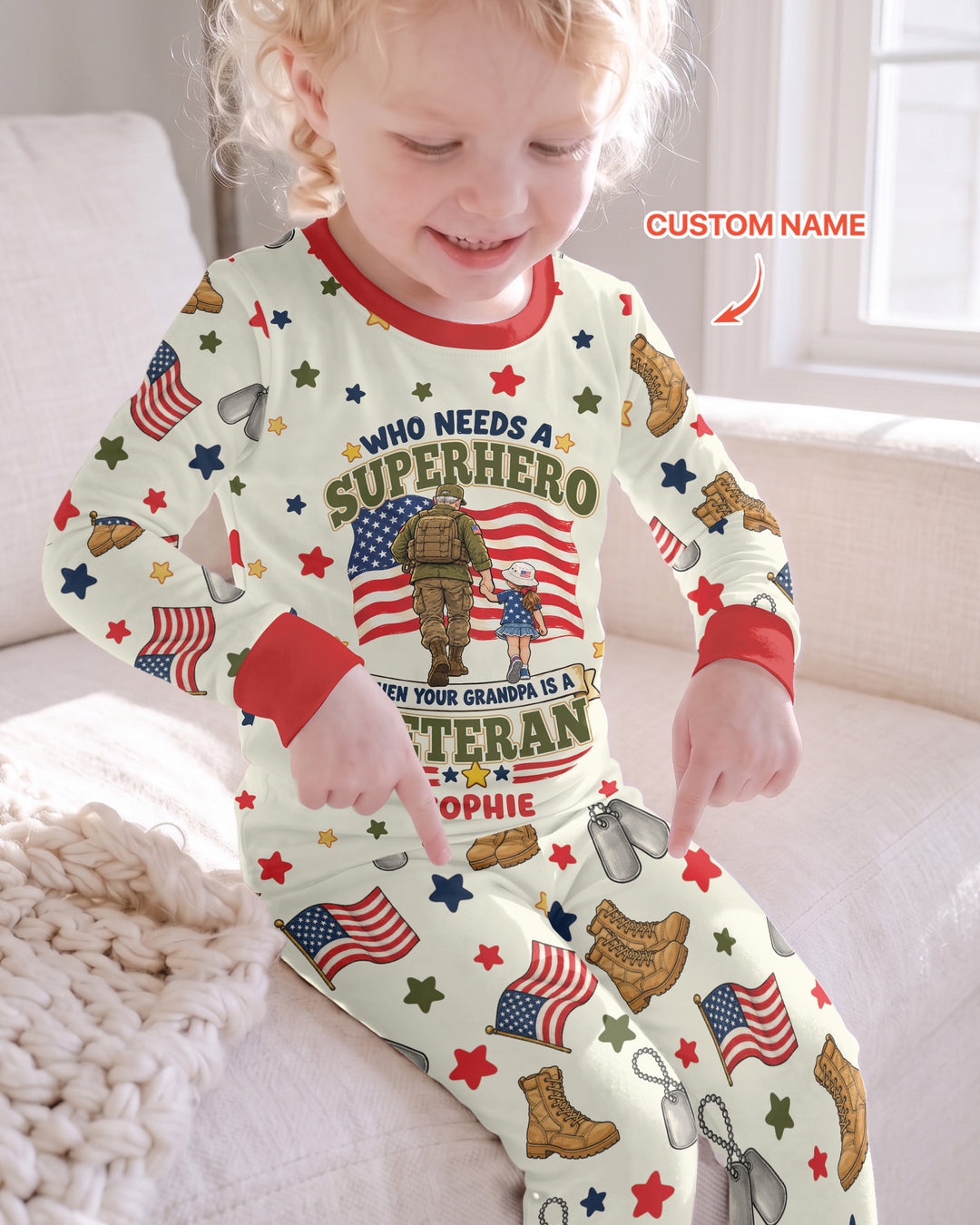 Who Needs Superhero When Your Grandpa Is A Veteran Bamboo Two Piece Long Sleeve Pajama Set