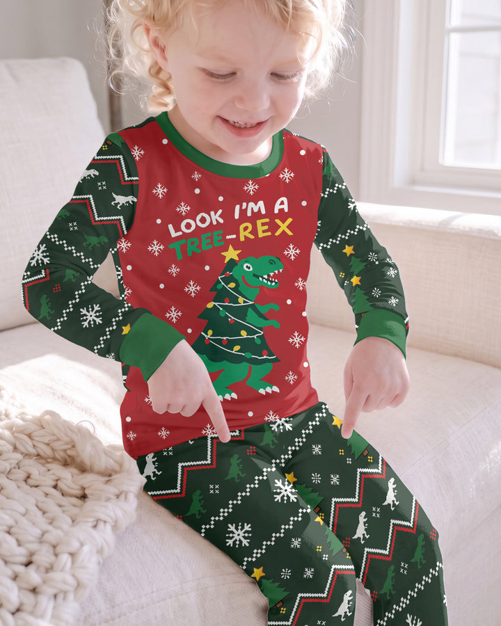 Look I'm Tree-Rex Ugly Christmas Bamboo Two Piece Long Sleeve Pajama Set