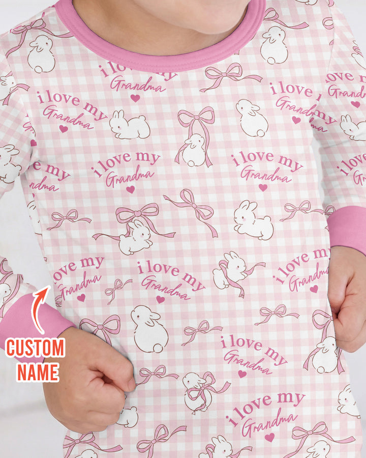 Personalized I Love My Grandma Bamboo Two Piece Long Sleeve Pajama Set