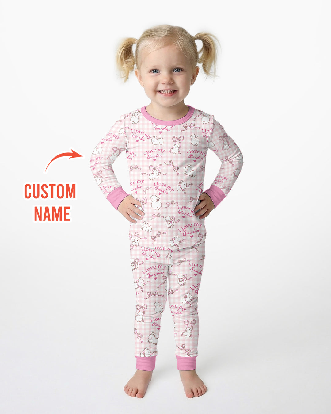 Personalized I Love My Grandma Bamboo Two Piece Long Sleeve Pajama Set