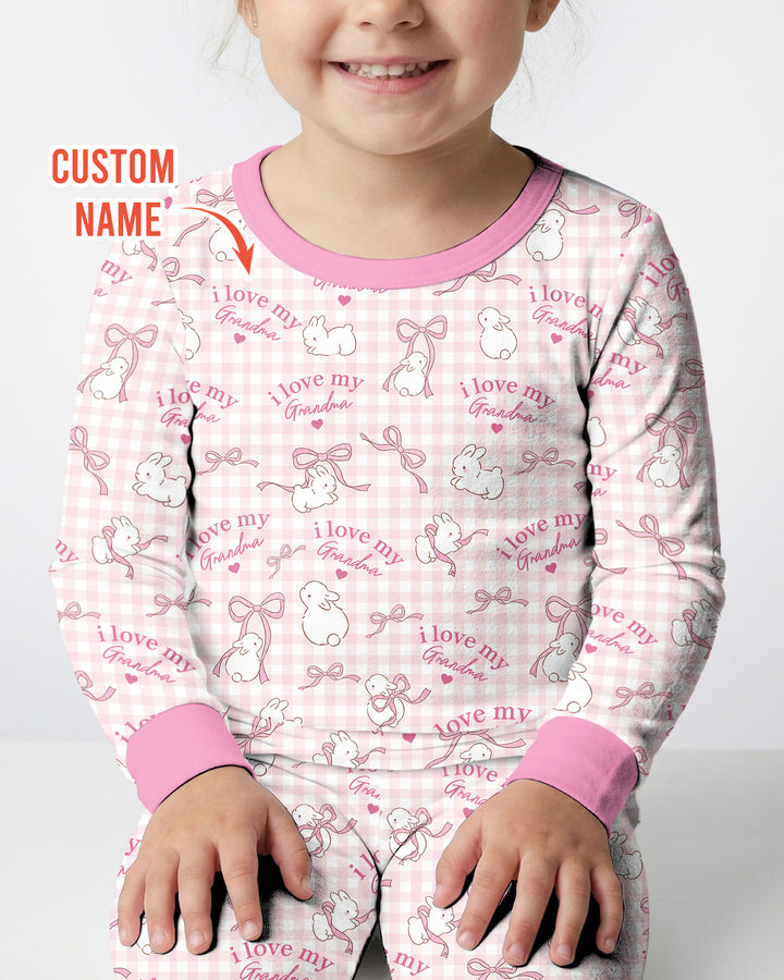 Personalized I Love My Grandma Bamboo Two Piece Long Sleeve Pajama Set