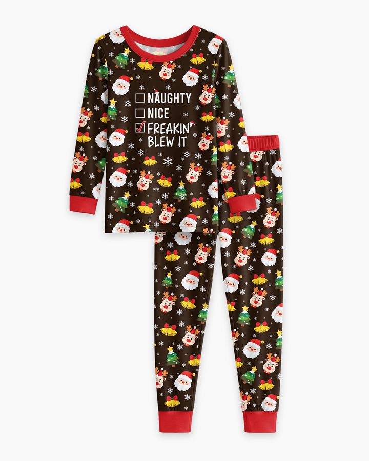 Santa Naughty Nice Bamboo Two Piece Long Sleeve Pajama Set