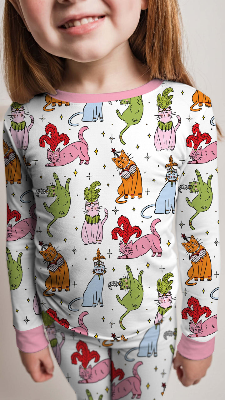 Whimsical Cats Bamboo Two Piece Long Sleeve Pajama Set
