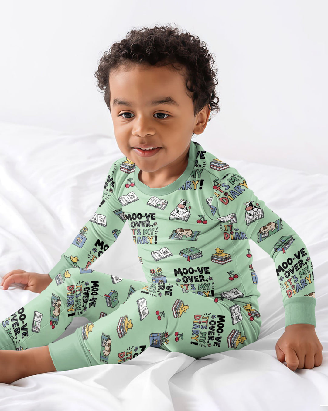 Moove Over Its My Diary Bamboo Two Piece Long Sleeve Pajama Set