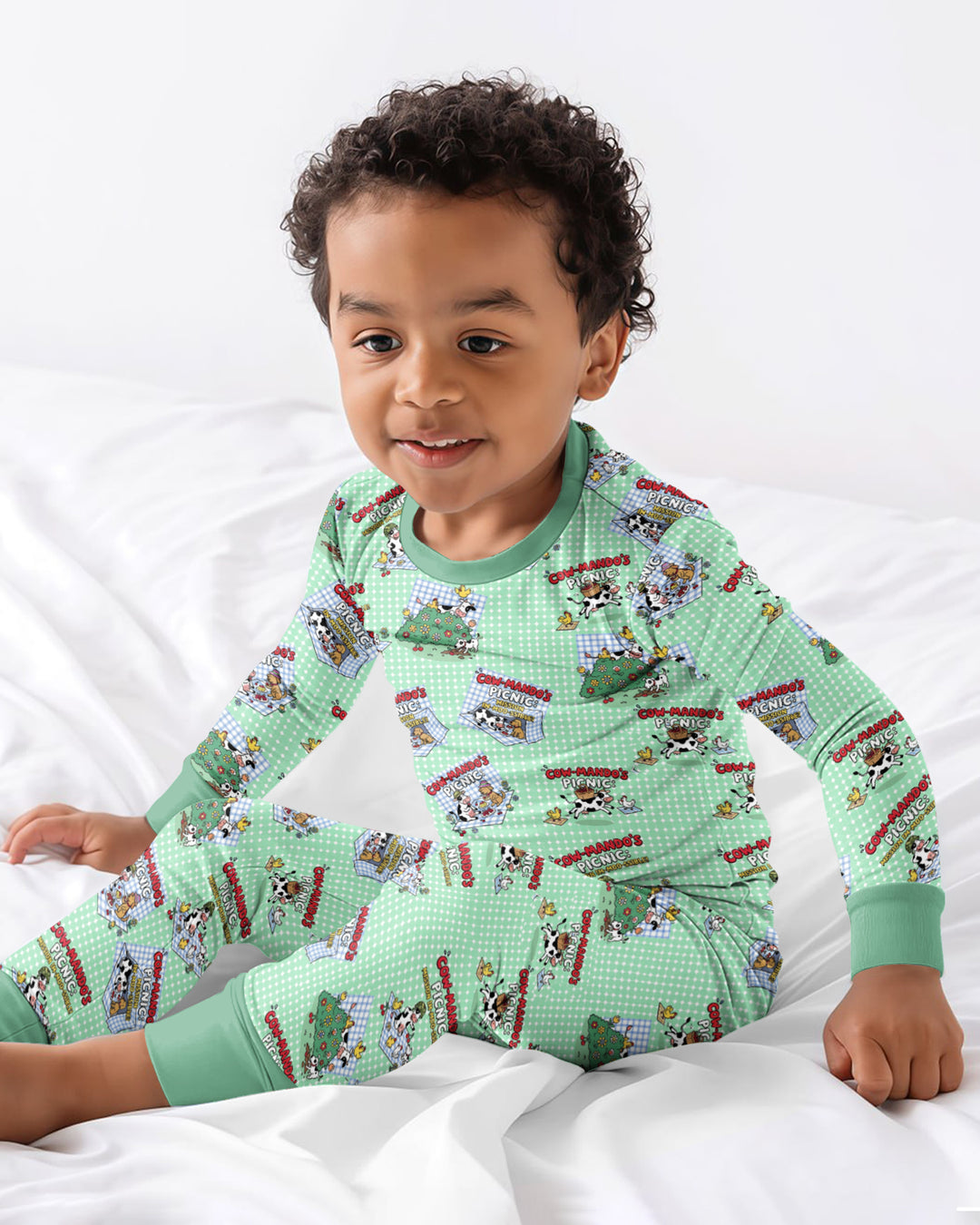 Mission Im-moo-sible Bamboo Two Piece Long Sleeve Pajama Set