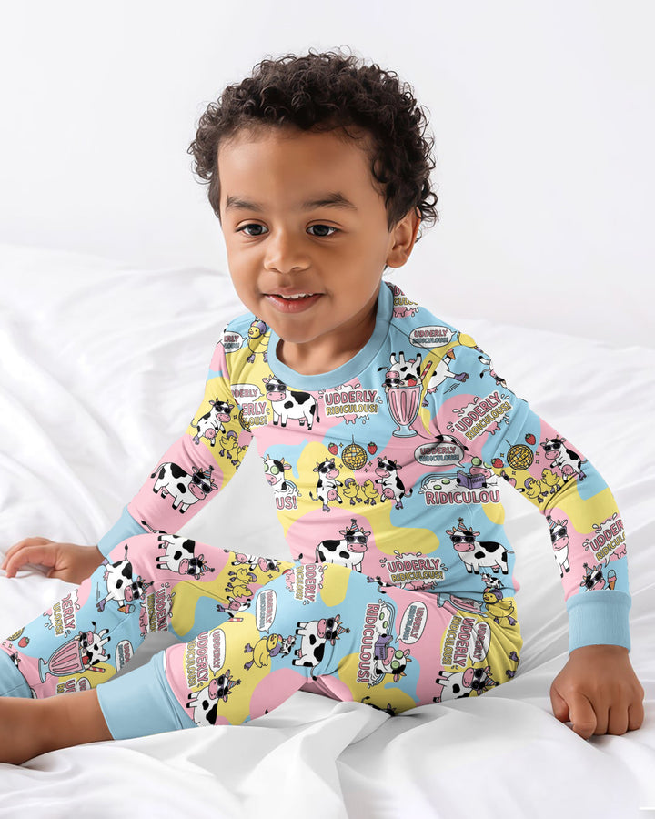 Too Ridiculous To Moo Bamboo Two Piece Long Sleeve Pajama Set