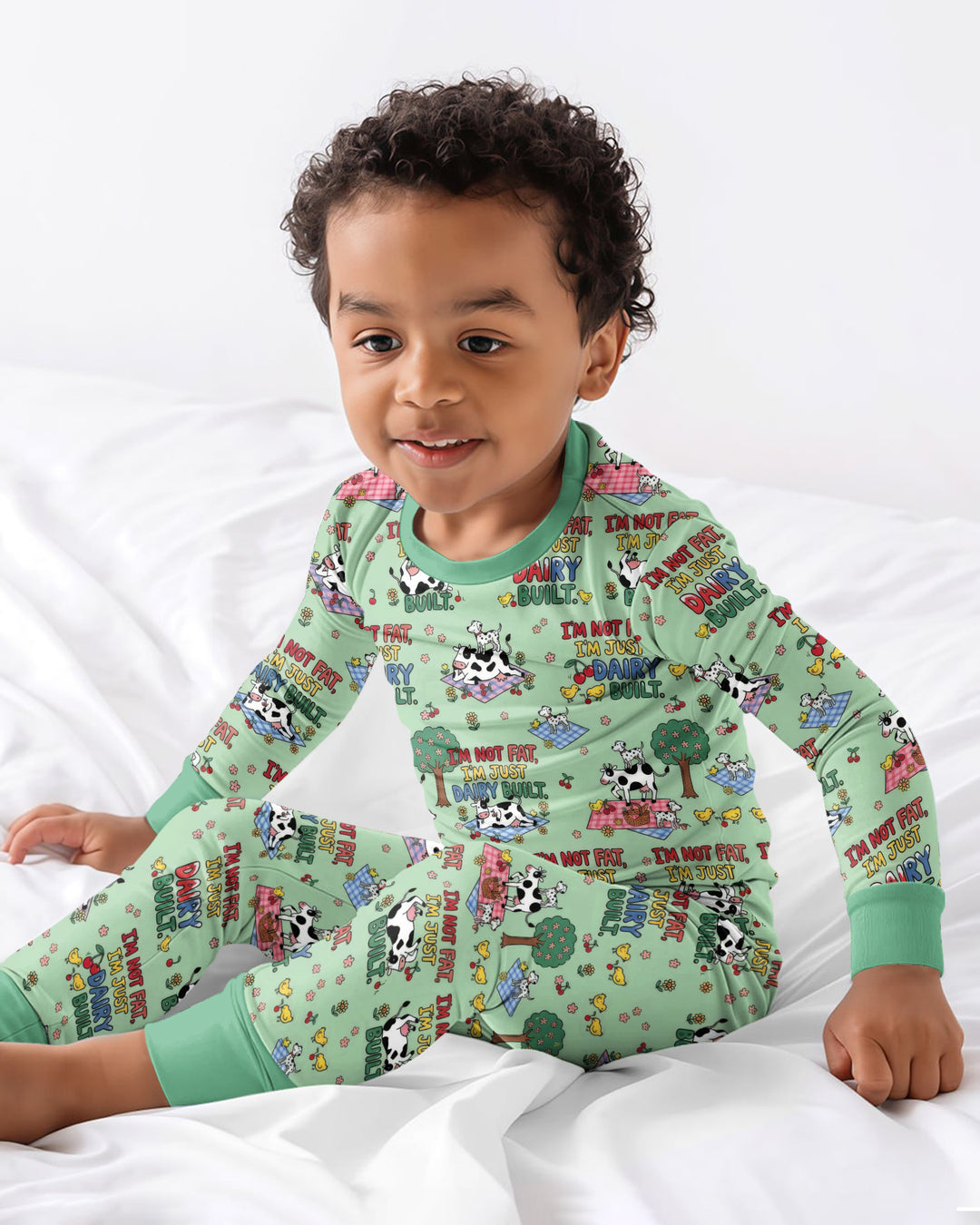 I'm Not Fat I'm Just Dairy Built Bamboo Two Piece Long Sleeve Pajama Set