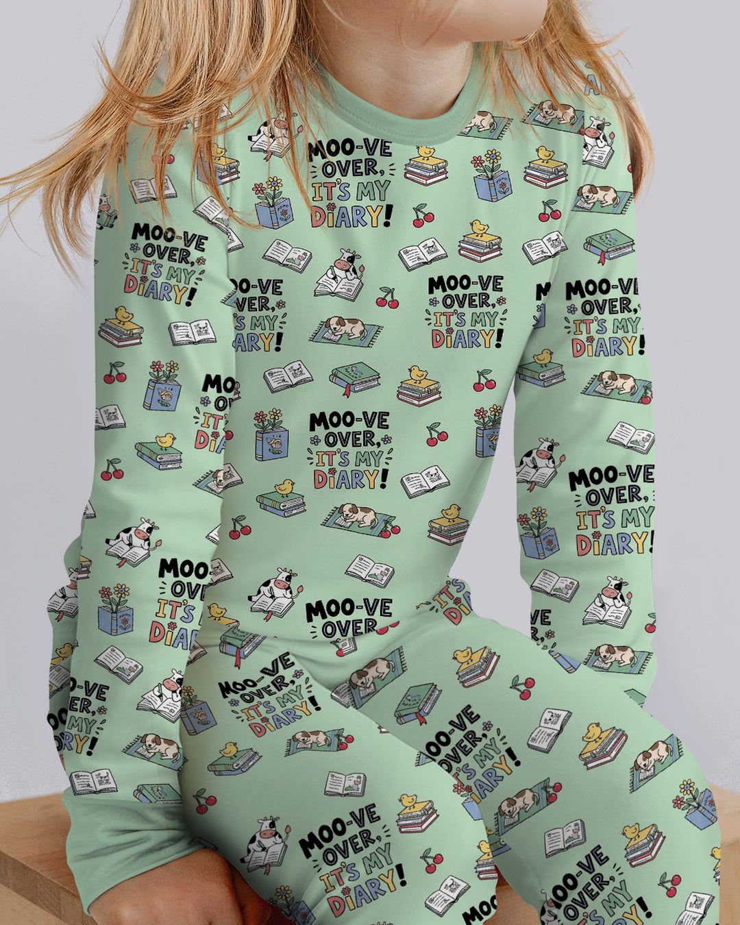 Moove Over Its My Diary Bamboo Two Piece Long Sleeve Pajama Set